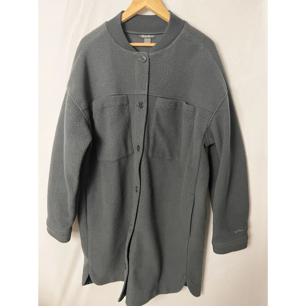 Eddie Bauer Lynden Fleece Parka‎ In Storm Size XL Dark Grey Pockets